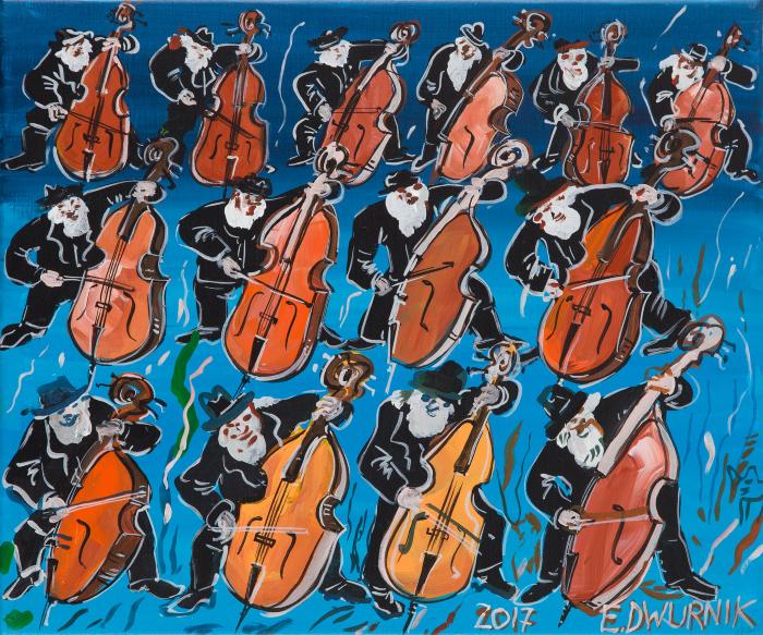 14 double bass players