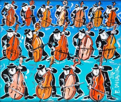16 double bass players