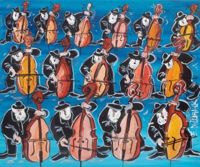 15 double bass players