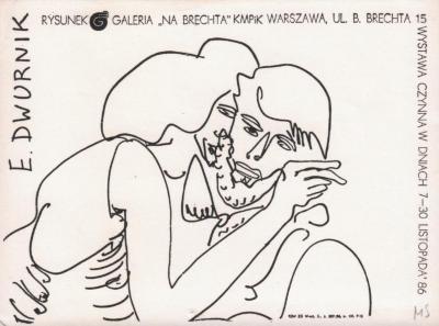 Edward Dwurnik. Rysunek. Prace z kolekcji Artura Pałasiewicza, KMPiK Galeria „Na Brechta”, 1986. Zaproszenie